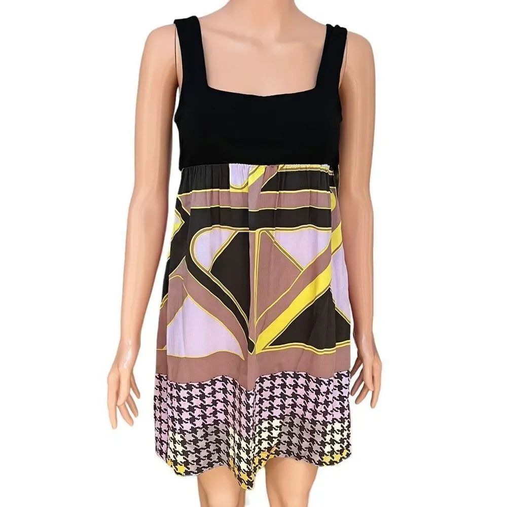 Alice & Trixie Mini Dress Multi geometric print 100% Silk SZ XS NWT